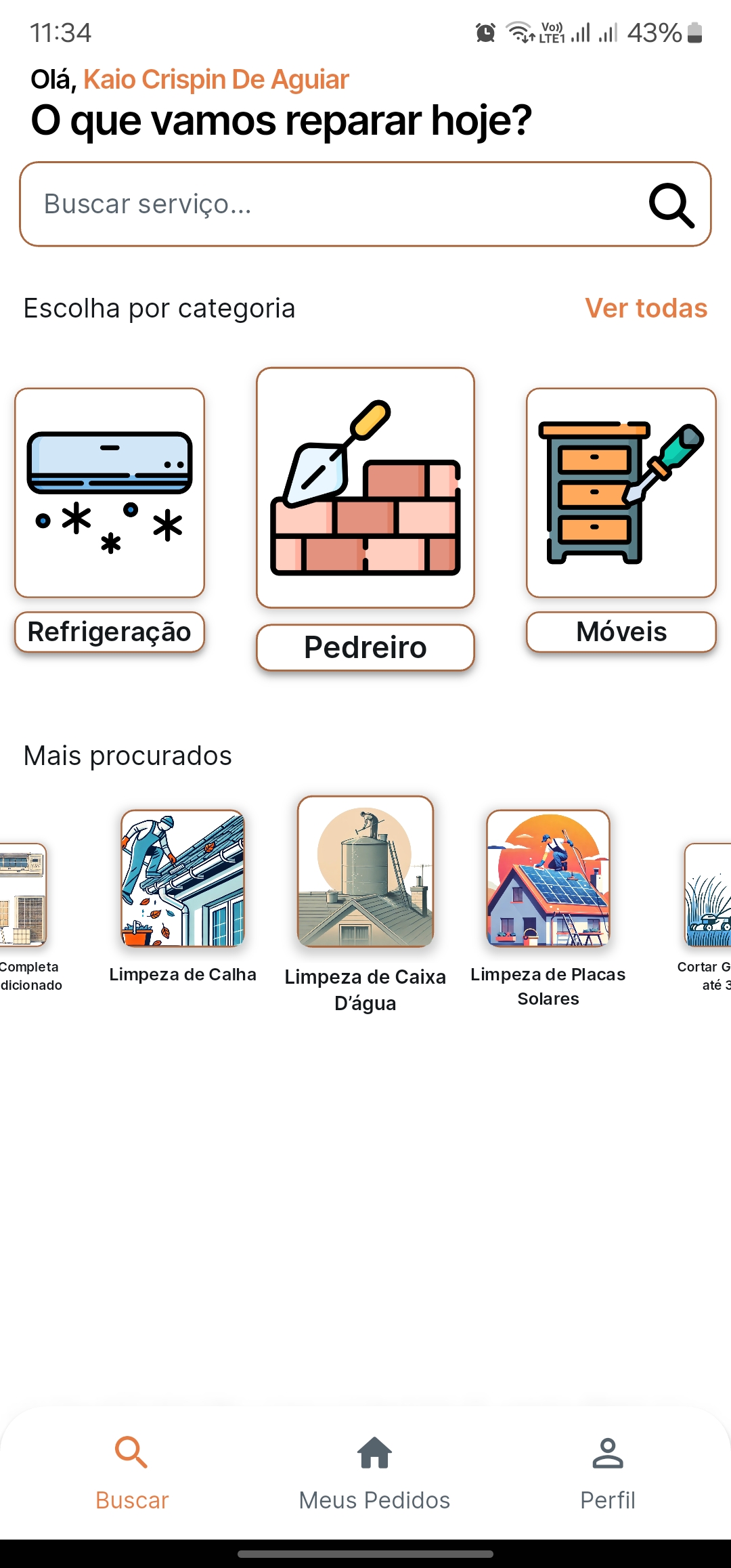 Categorias de serviços